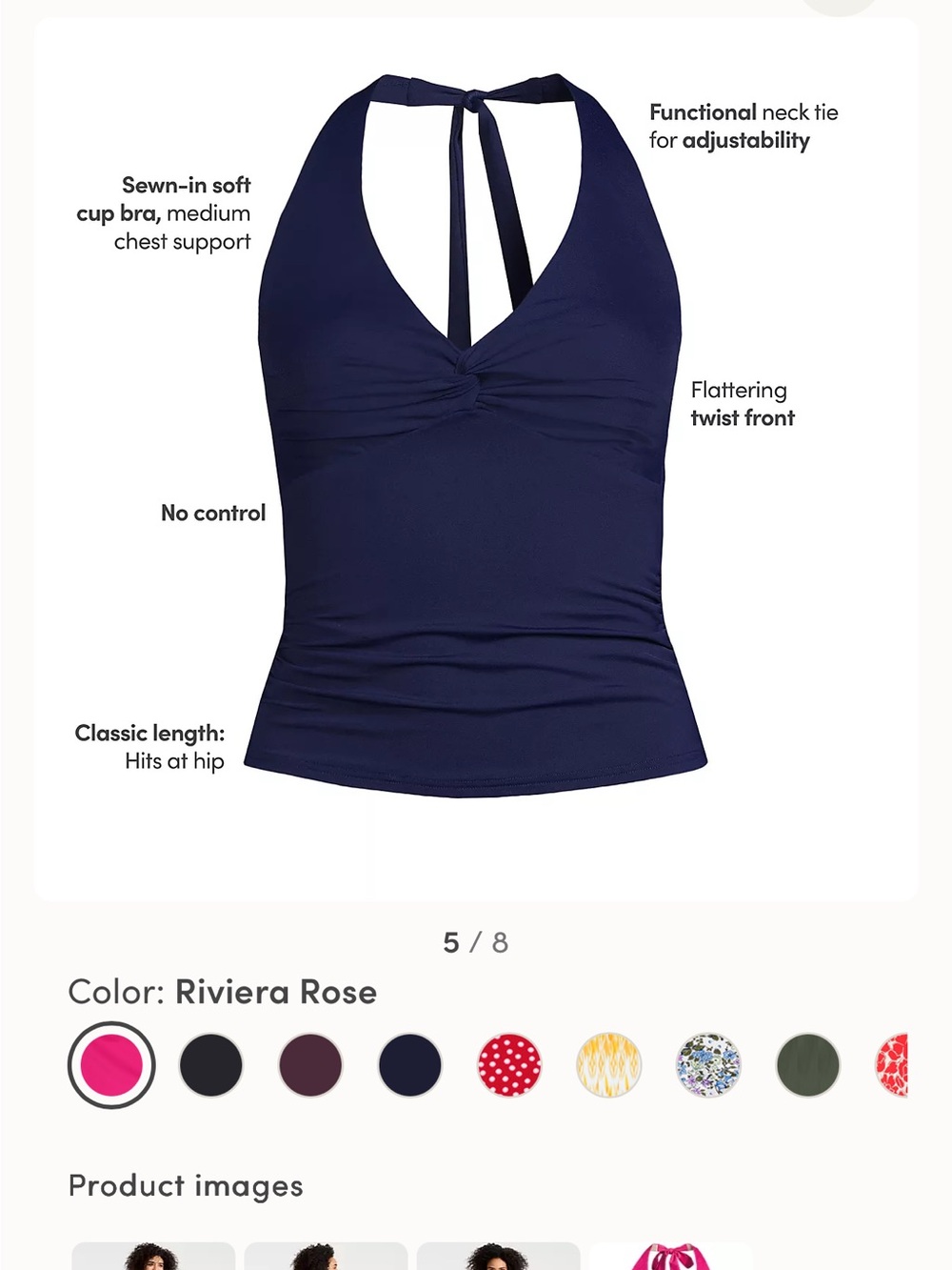 Lands' End Twist Halter Tankini Too - Picture 4 of 4